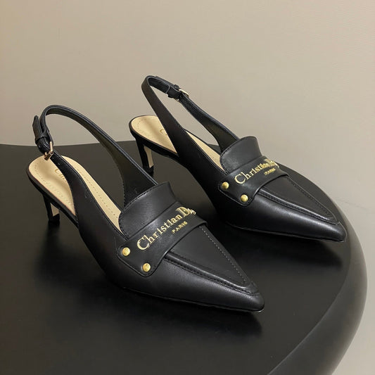 DIOR 25S BOY SLINGBACK HIGH HEELS 50 MM IN BLACK LAMBSKIN - 35