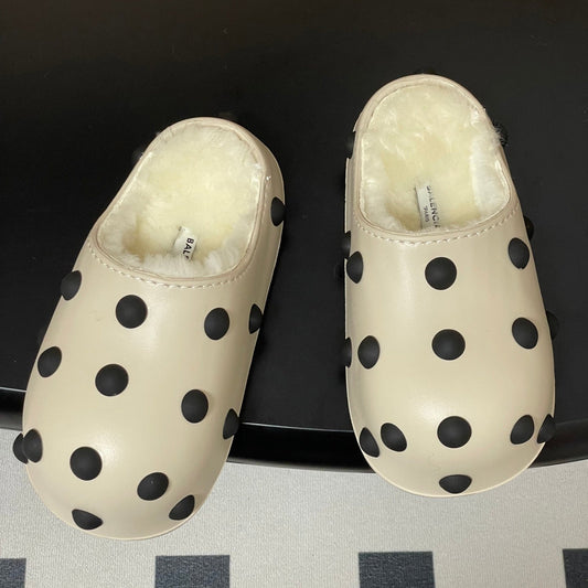 BALENCIAGA 25S FUR-LINED MULES IN WHITE FAUX LEATHER - 35