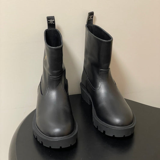 CELINE 26S MARGARET ANKLE BOOTS IN BLACK CALFSKIN