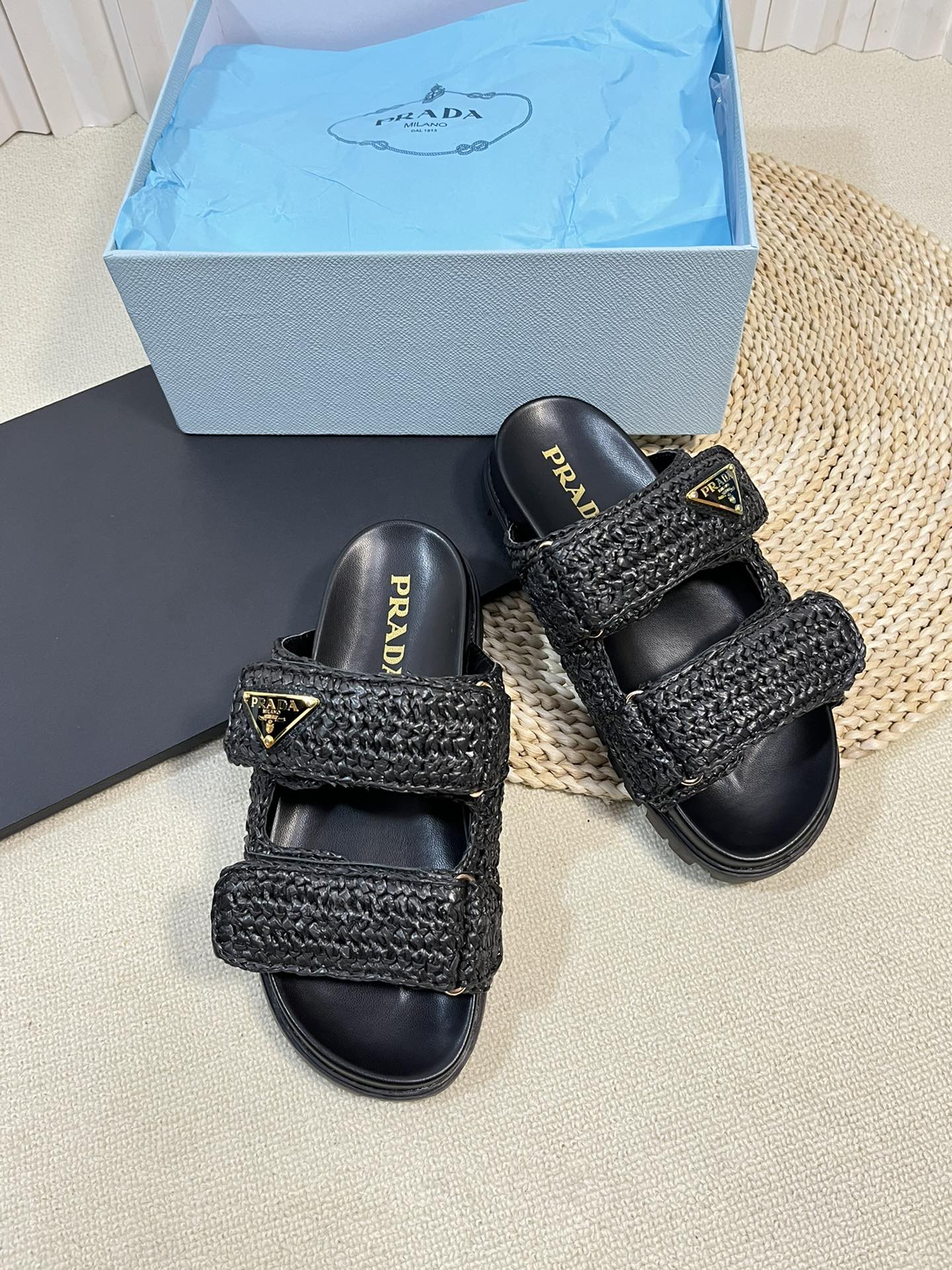Pra Raffia Cork Slide 40 Black - 35