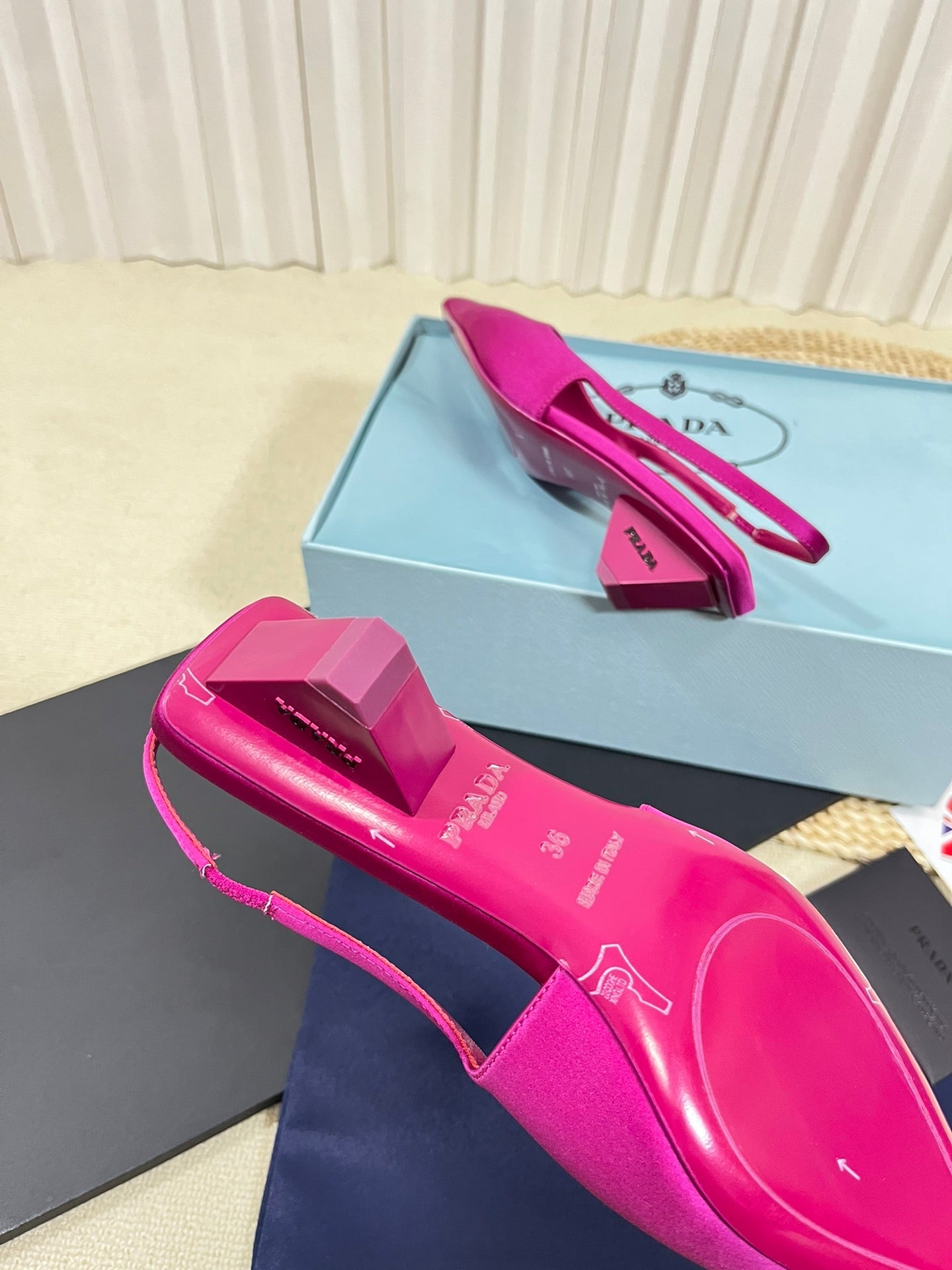 PRA POINTED TOE SLINGBACK PUMPS BRIGHT PINK SATIN - 35