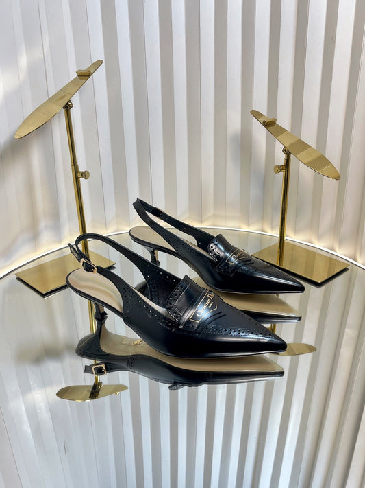 BOY SLINGBACK PUMP 35MM 25S IN BLACK CALFSKIN - 35