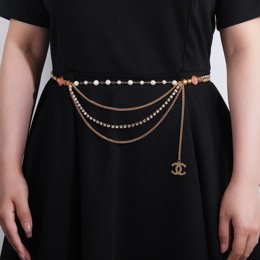 CHANEL 25S GOLD CHAIN BELT WITH PEARL 611794 - 30