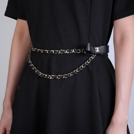 CHANEL 25S CHAIN BELT IN BLACK CALFSKIN 610547 - 30