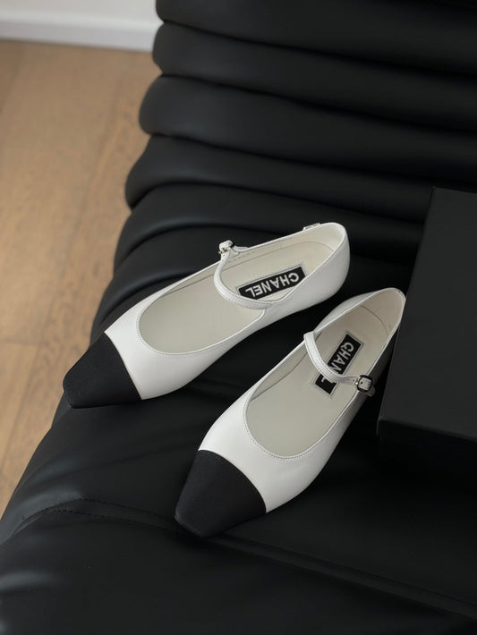 MARY JANE WHITE MIX BLACK CALFSKIN - 35