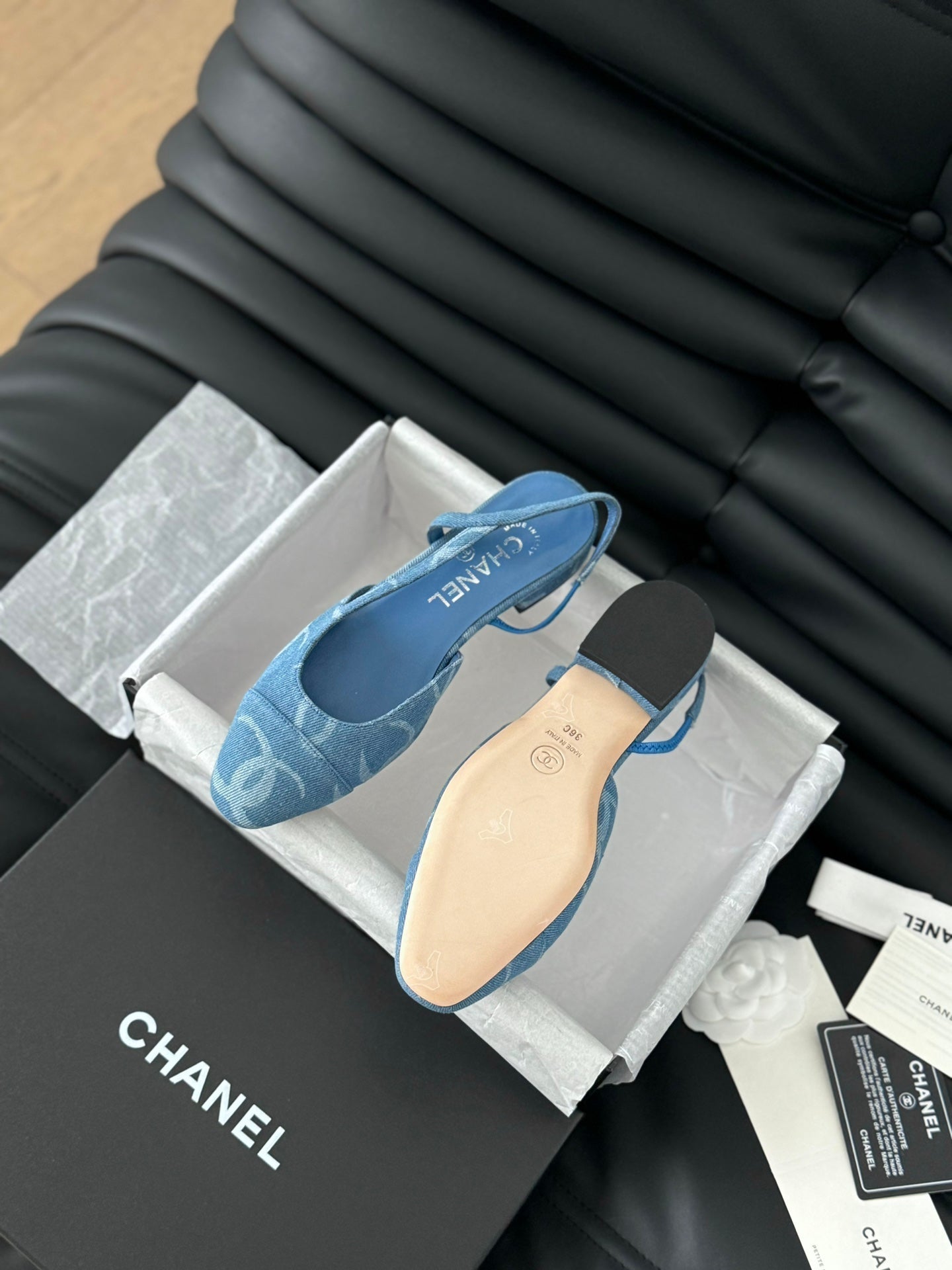CLASSIC SLINGBACK CERULEAN BLUE CALFSKIN - 35