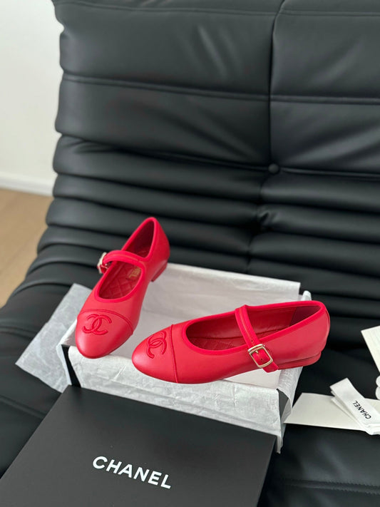 MARY JANE SHOES IN ROSE RED LAMBSKIN - 35