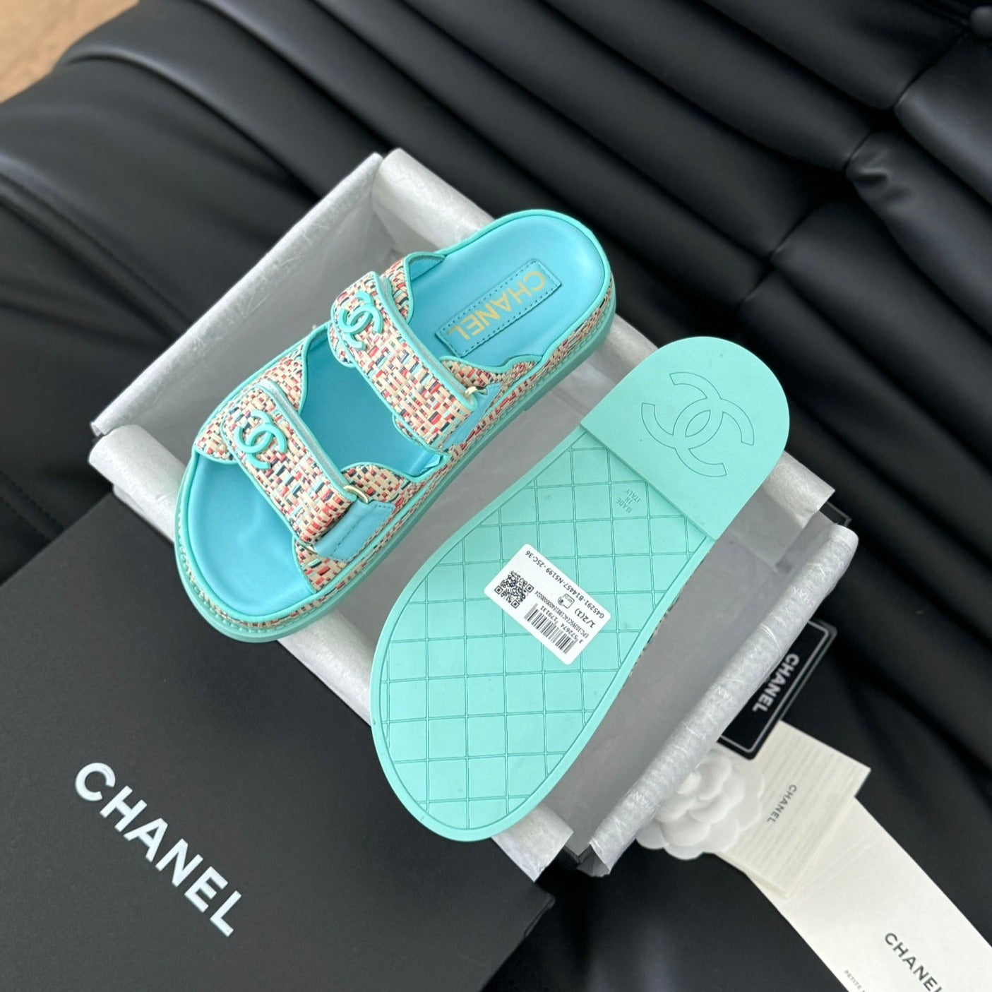 Mule Sandals Sheepskin Azure Blue - 35