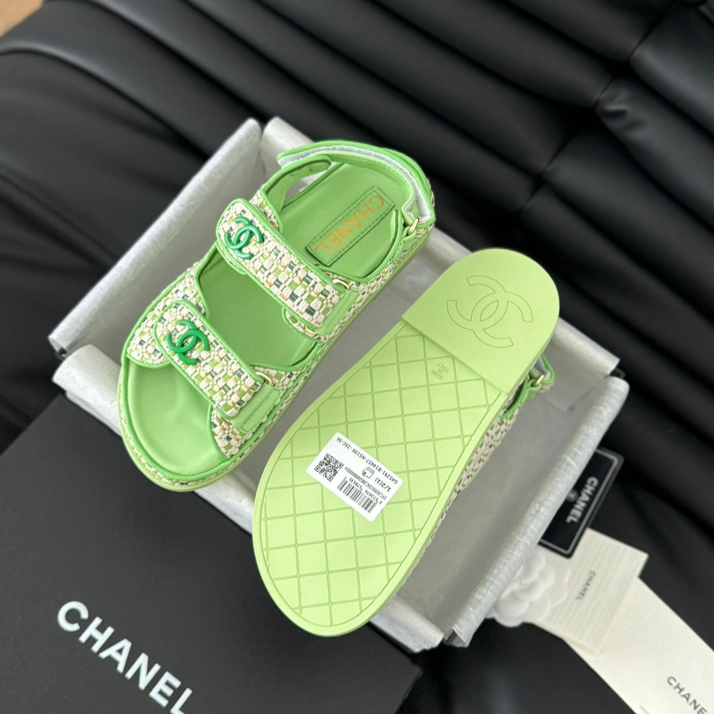 Dad Sandals Sheepskin Light Green - 35