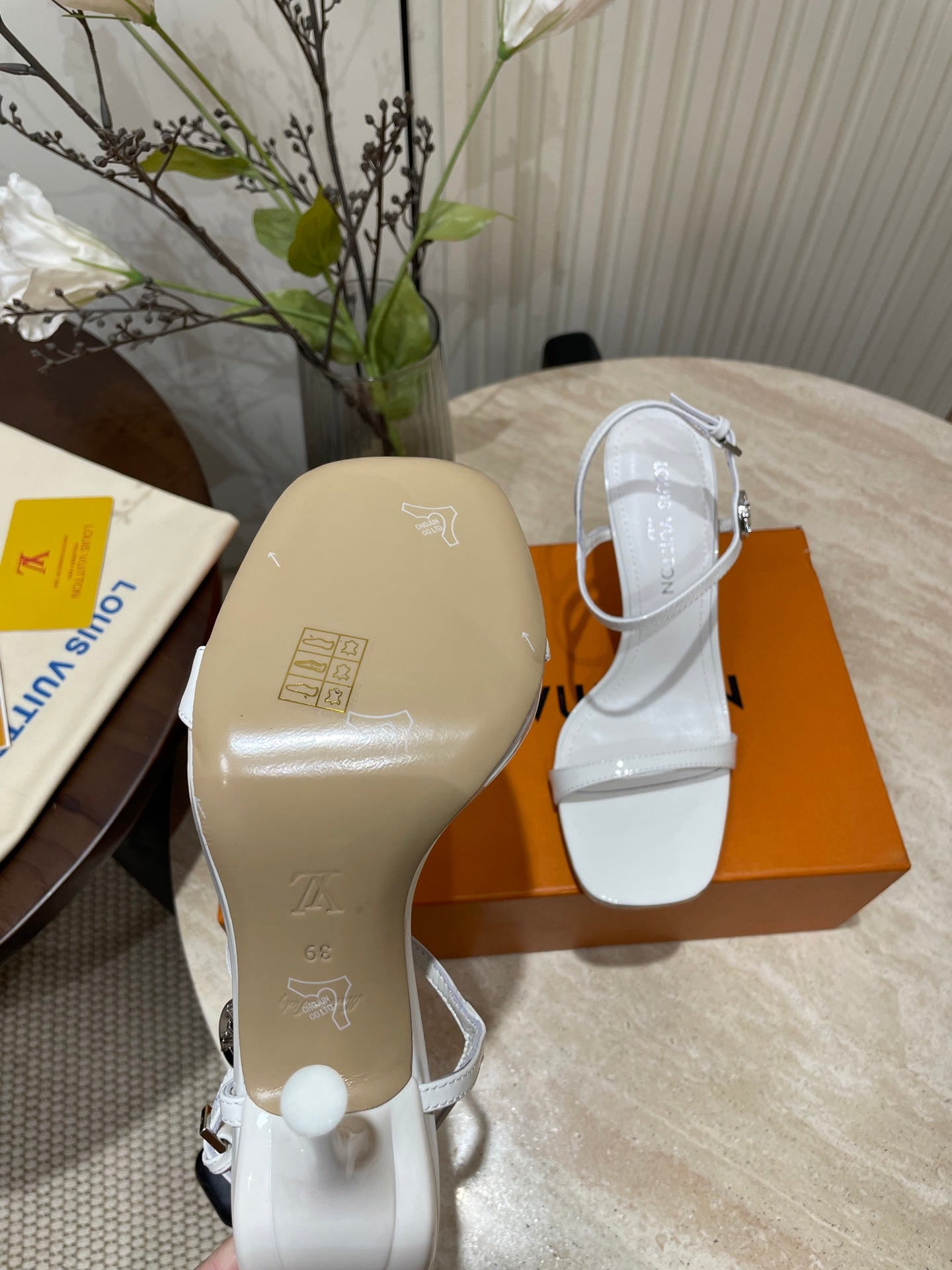 6AM HIGH SANDAL 95 MM IN WHITE PATENT LAMBSKIN - 35