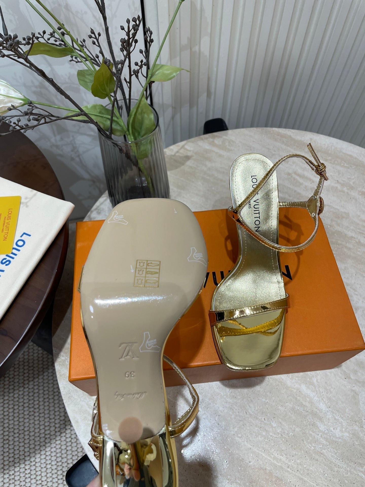 6AM HIGH SANDAL 95 MM IN GOLD LAMBSKIN - 35