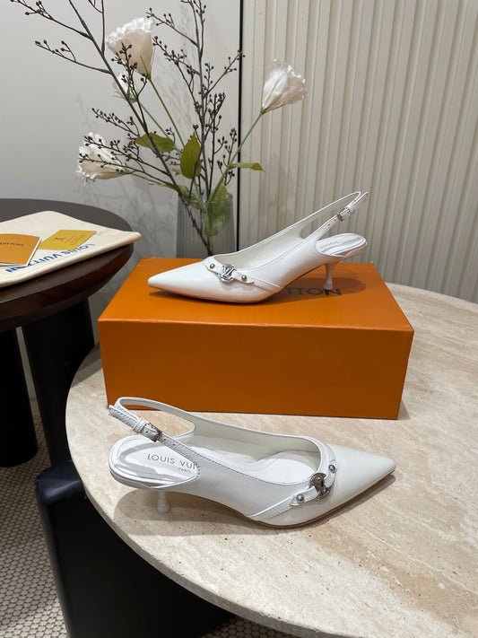 HIGH SLINGBACKS 5 CM IN WHITE CALFSKIN - 35