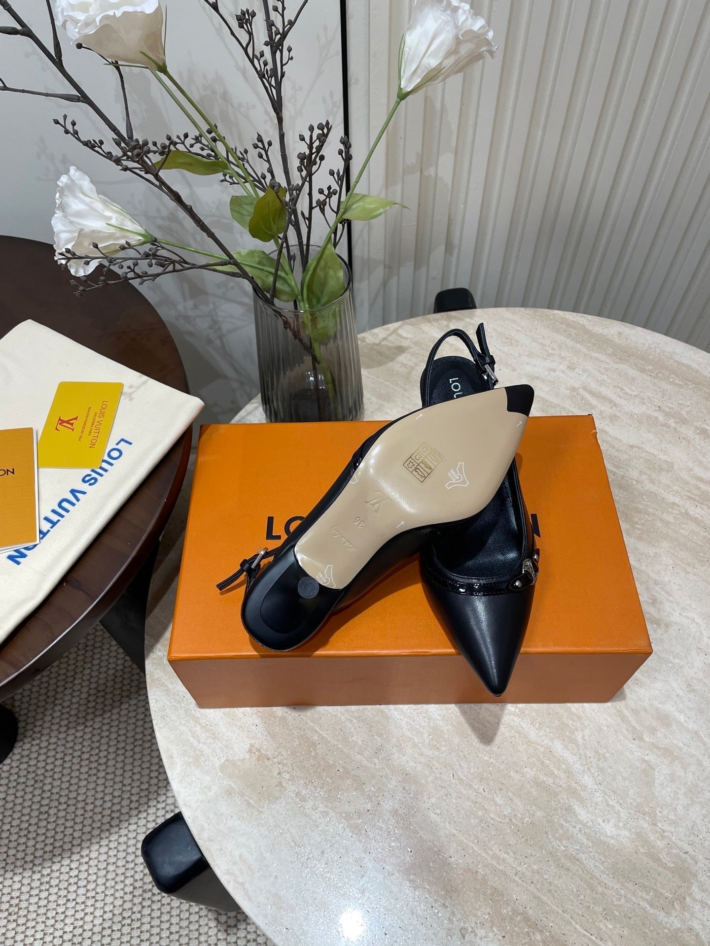 HIGH SLINGBACKS 5 CM IN BLACK CALFSKIN - 35