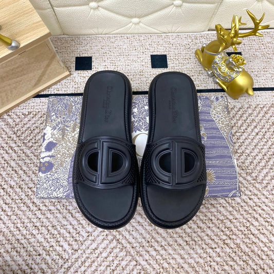 DIOR FLAT SLIDES 25S IN BLACK TPU - 36