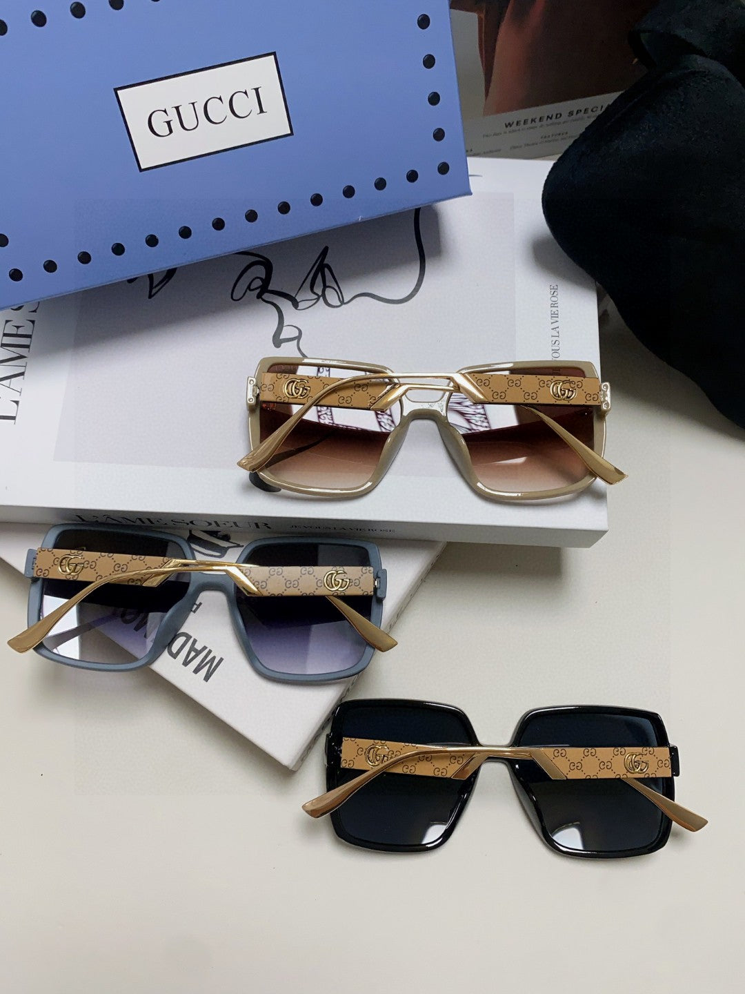SQUARE FRAME SUNGLASSES 567447 IN ACETATE - Brown