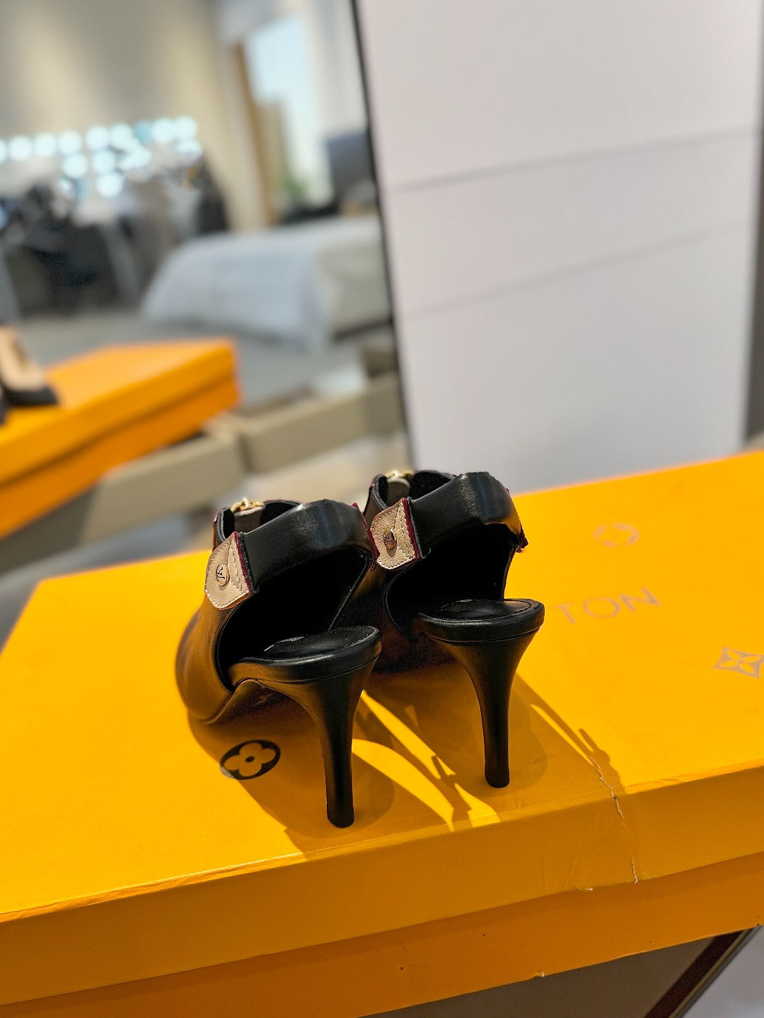 ALLURE HIGH 8 CM SLINGBACK IN BLACK MIX SAND BROWN CALFSKIN - 34