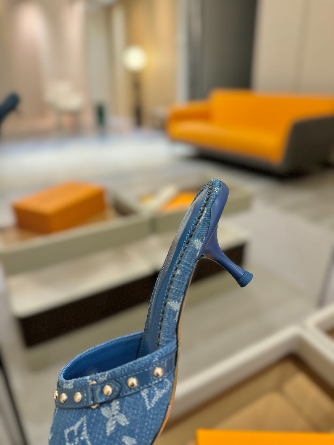 LV X TM 6AM HIGH 4 CM MULE IN NAVY BLUE MONOGRAM DENIM - 34