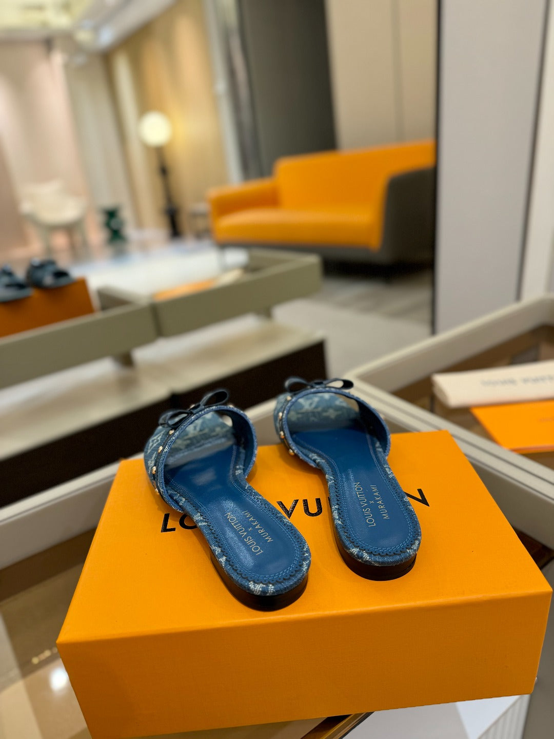 LV X TM 6AM FLAT MULE IN NAVY BLUE MONOGRAM DENIM - 34