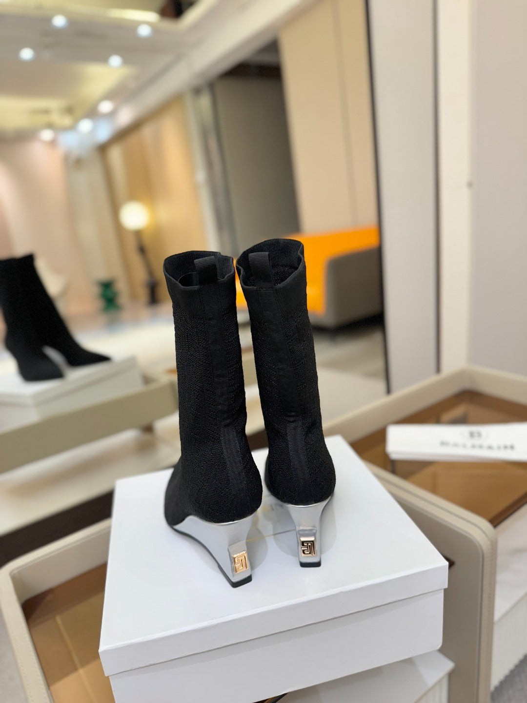 ЧЕРЕВИКИ BALMAIN 26S 75 ММ З ЧОРНОГО МАТЕРІАЛУ FLYKNIT