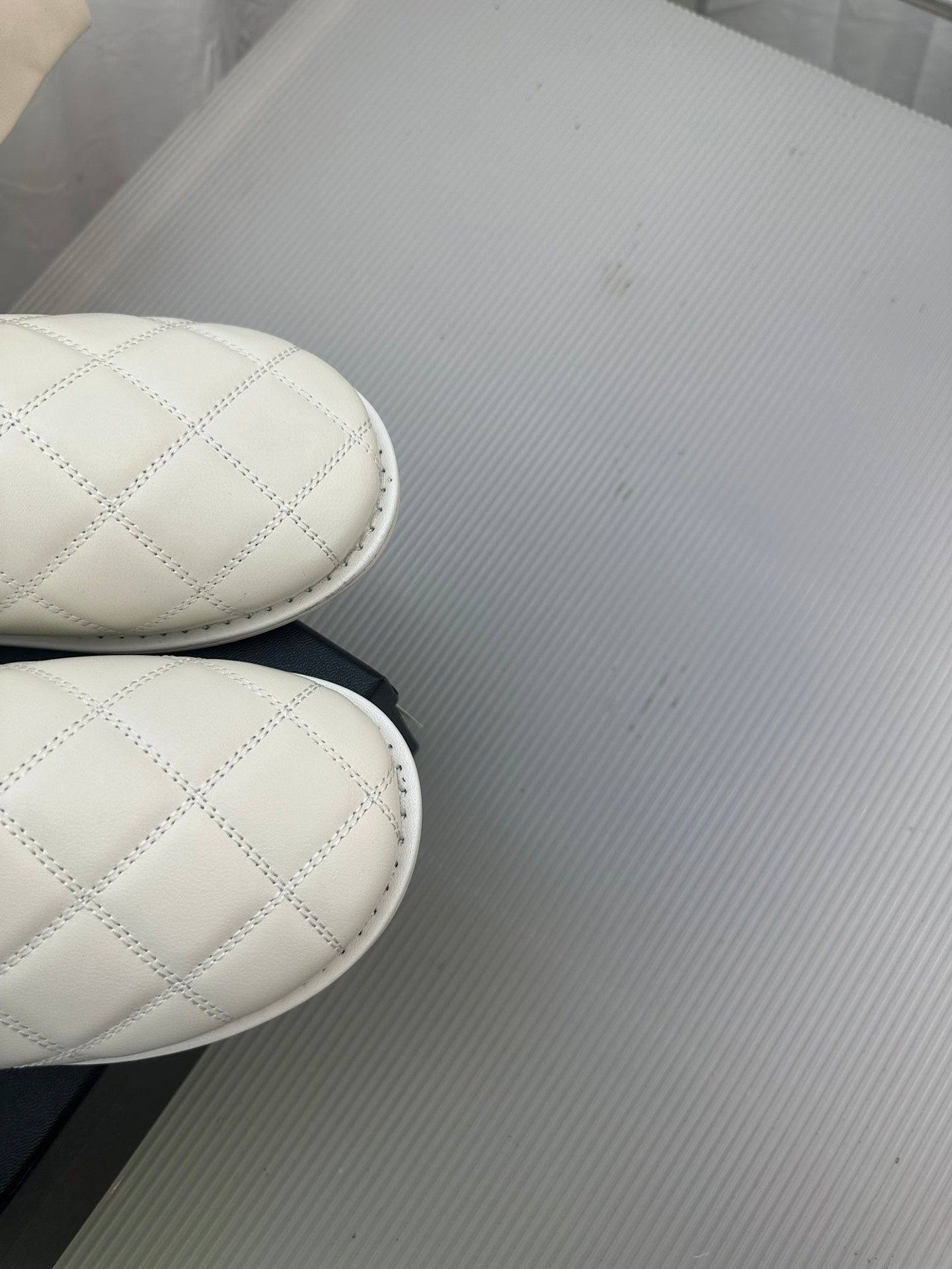 CC White Lambskin Gold Chain Mules - 35