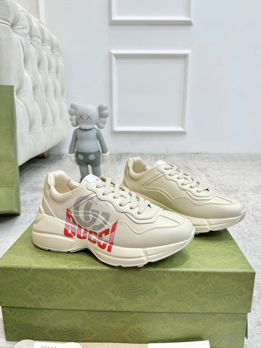 GG RHYTON TRAINER WHITE LAMBSKIN WITH H LETTER - 35