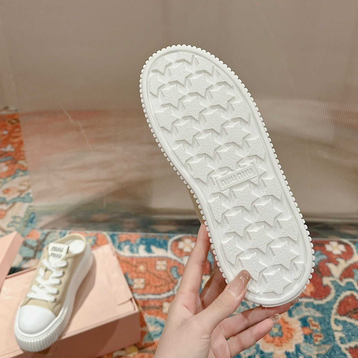 Sneakers Mules Bright Cream Color Canvas - 35