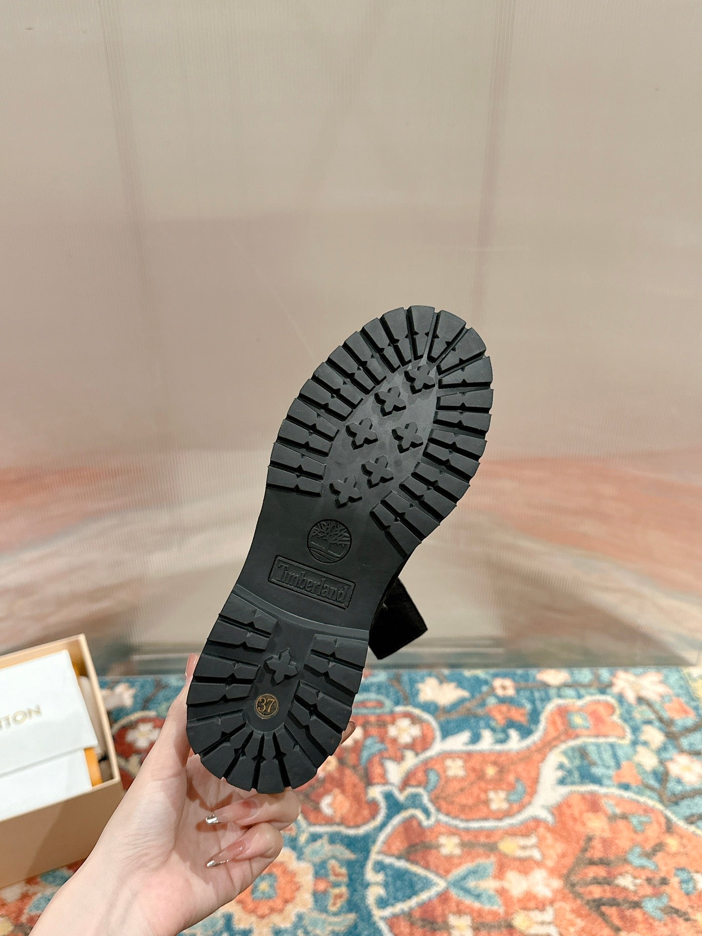 LV X TIMBERLAND ANKLE BOOT IN BLACK MONOGRAM SUEDE - 35