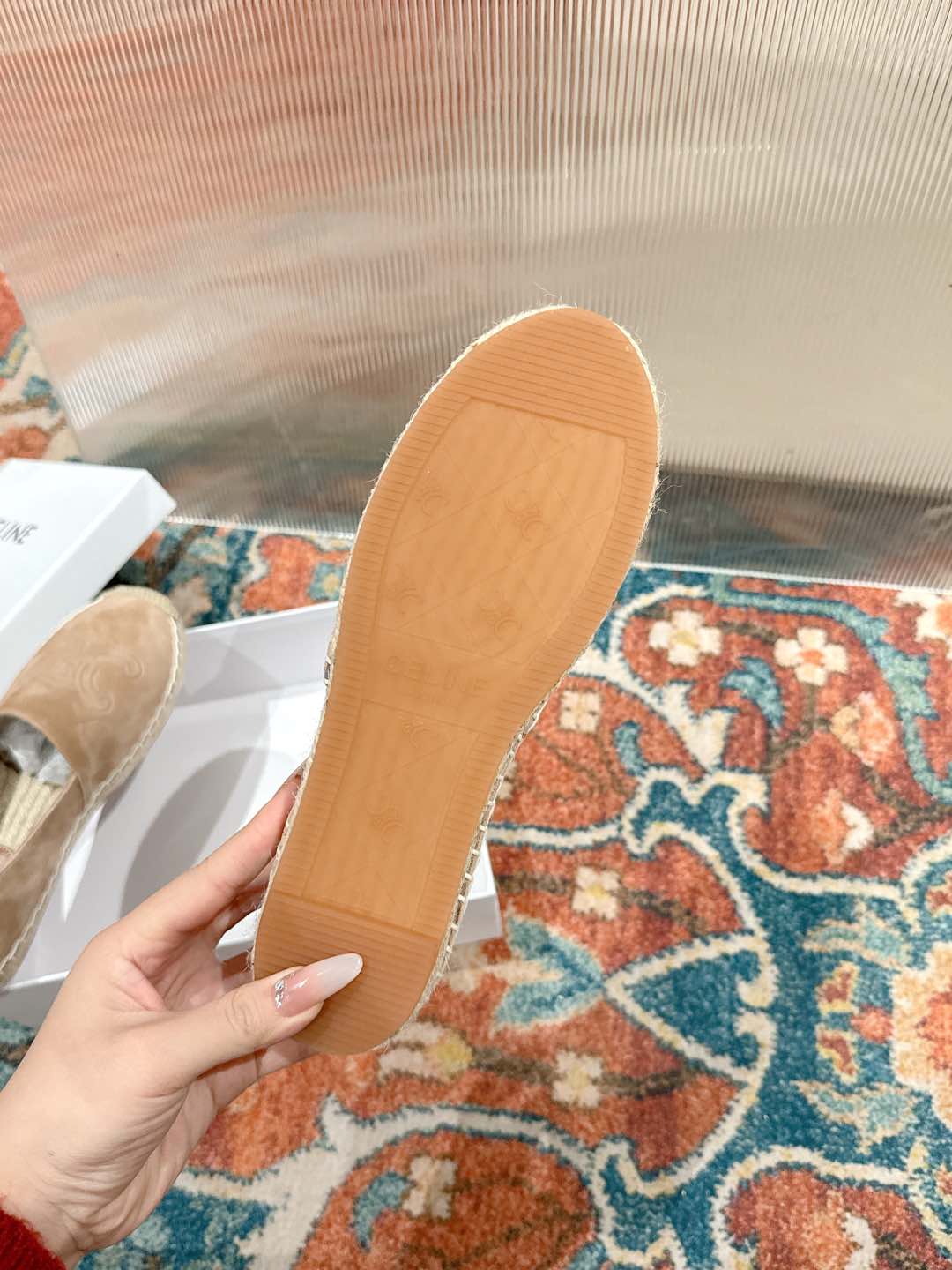 ESPADRILLES BEIGE SUEDE EMBOSSED LOGO - 35