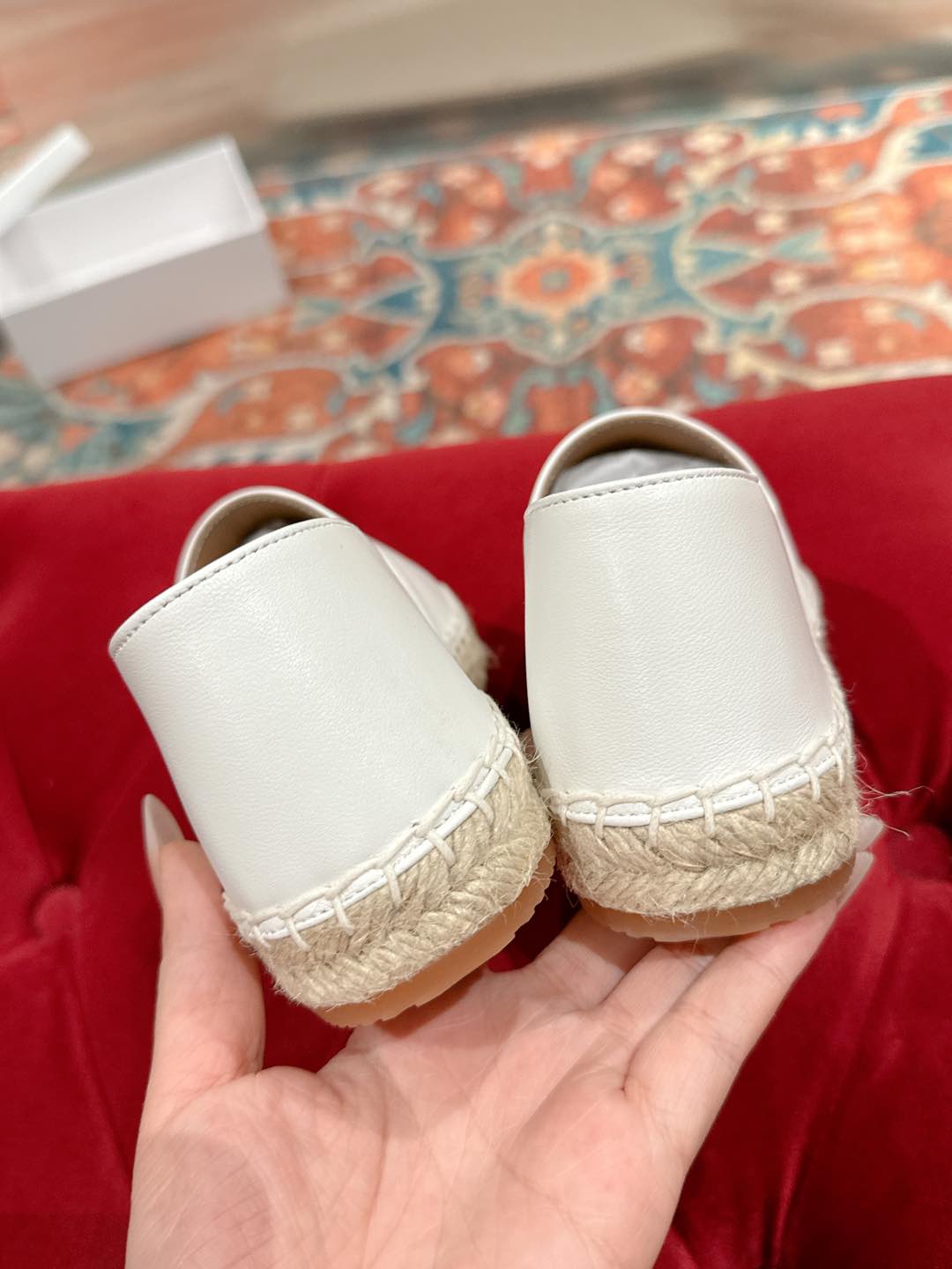 ESPADRILLES WHITE SHINY CALFSKIN EMBOSSED LOGO - 35