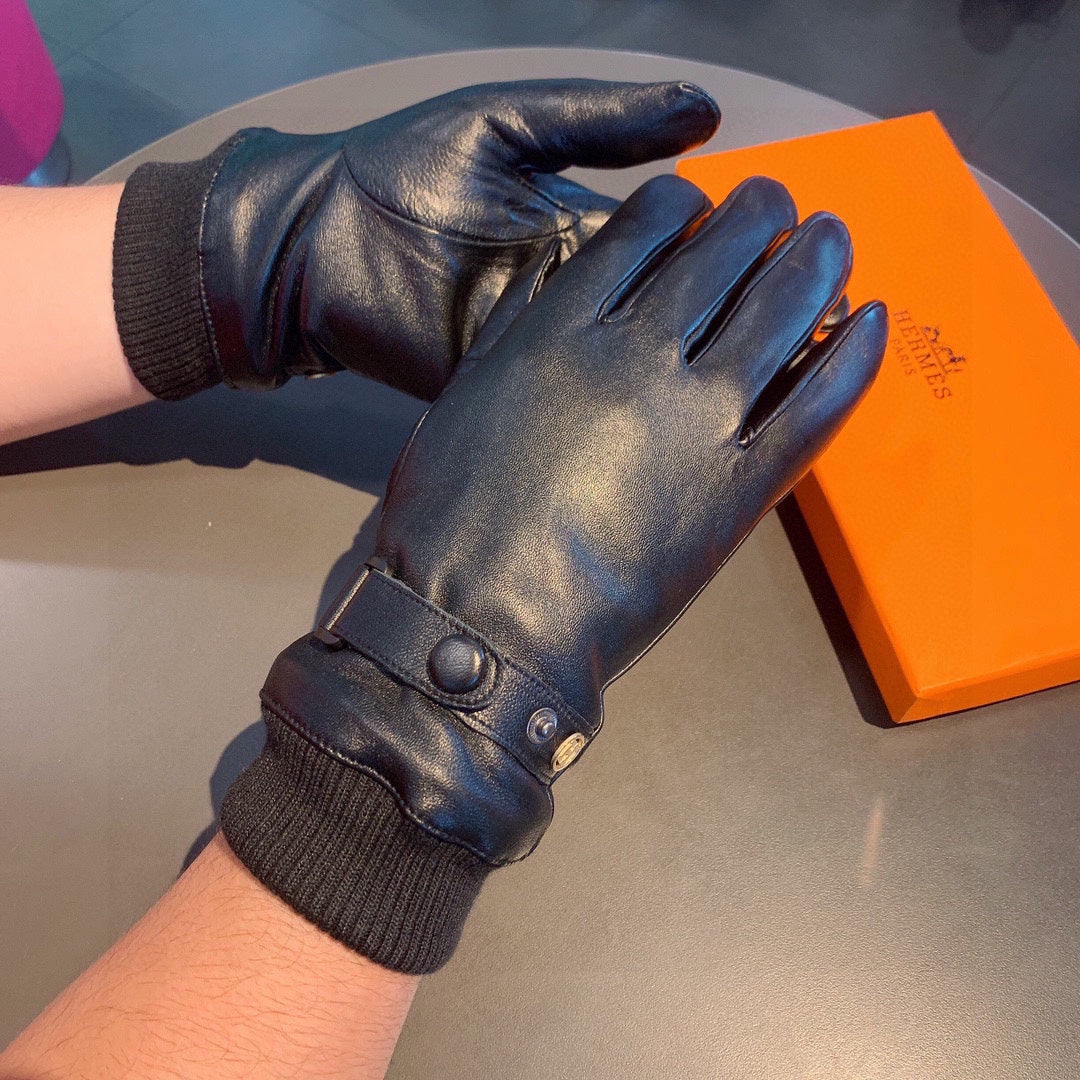 GLOVES IN BLACK SHEEPSKIN AND WOOL 112362 - XL