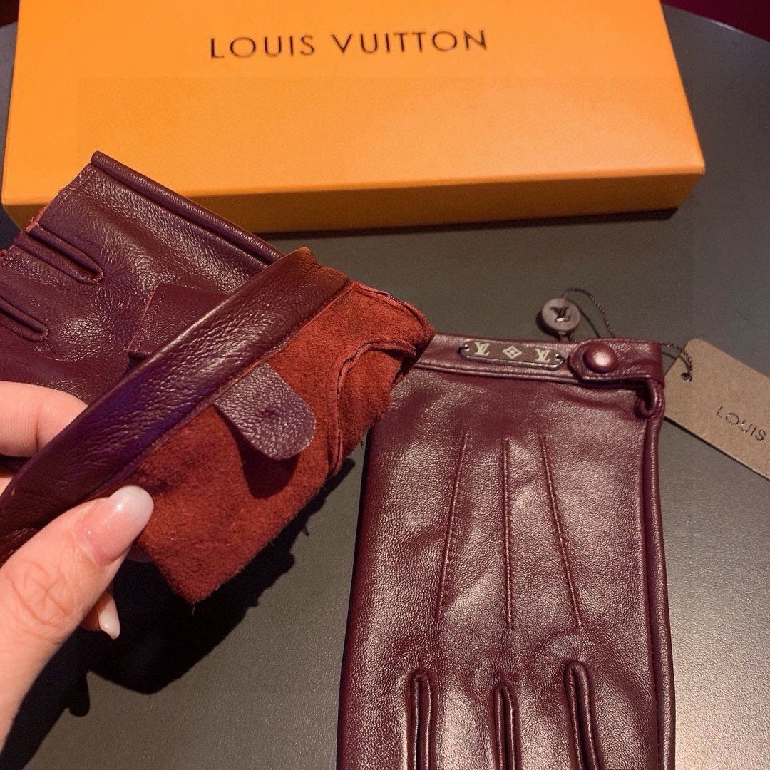 FINGERLESS GLOVES IN GARNET RED LAMBSKIN 453645 - M
