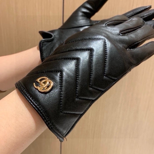 TOUCHSCREEN GLOVES IN BLACK LAMBSKIN AND FABRIC LINING 463861 - M