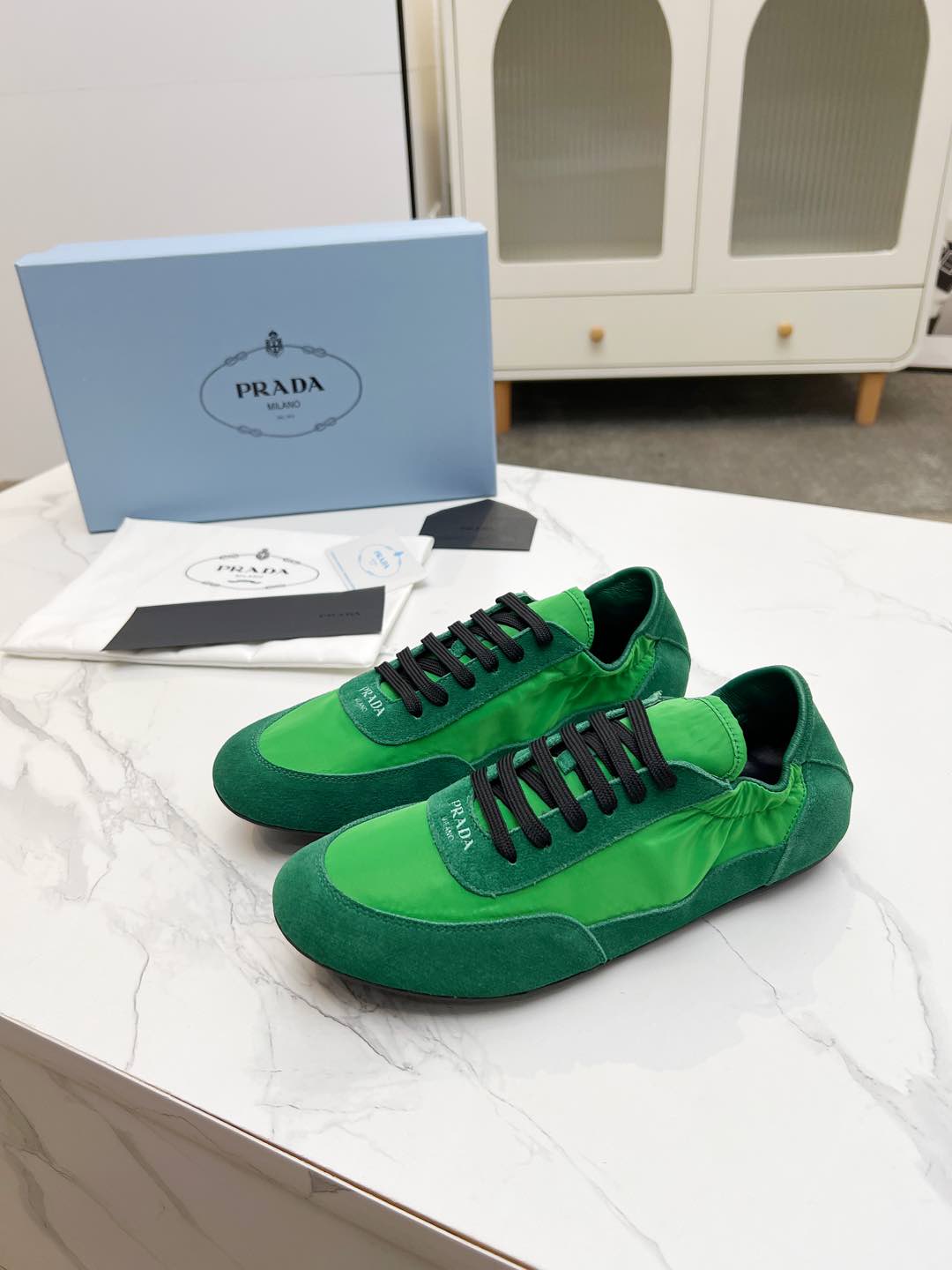 COLLAPSE SNEAKERS IN GREEN SUEDE AND NYLON - 35
