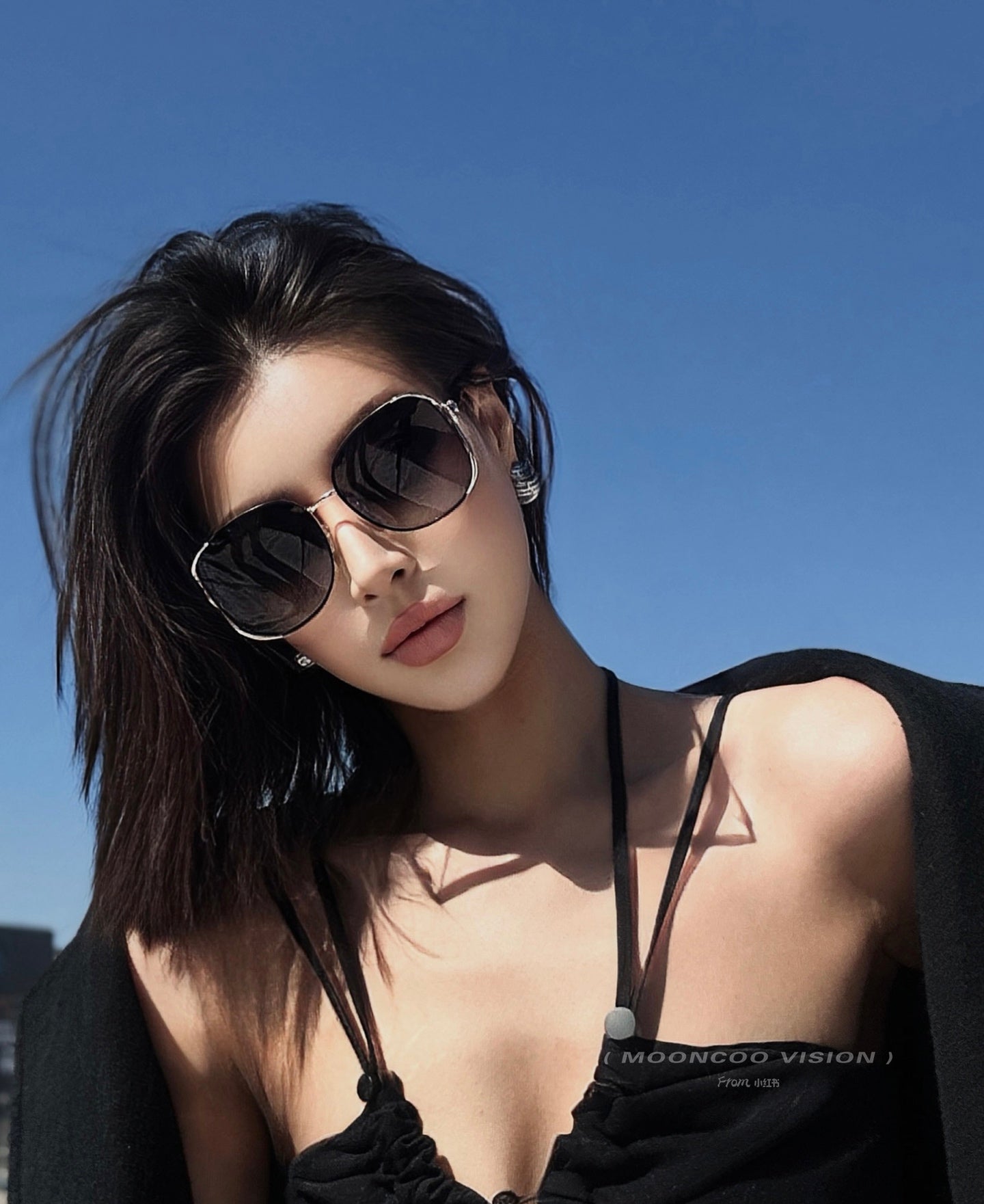 RUNWAY CAT EYE SUNGLASSES M8321 IN ACETATE - Black