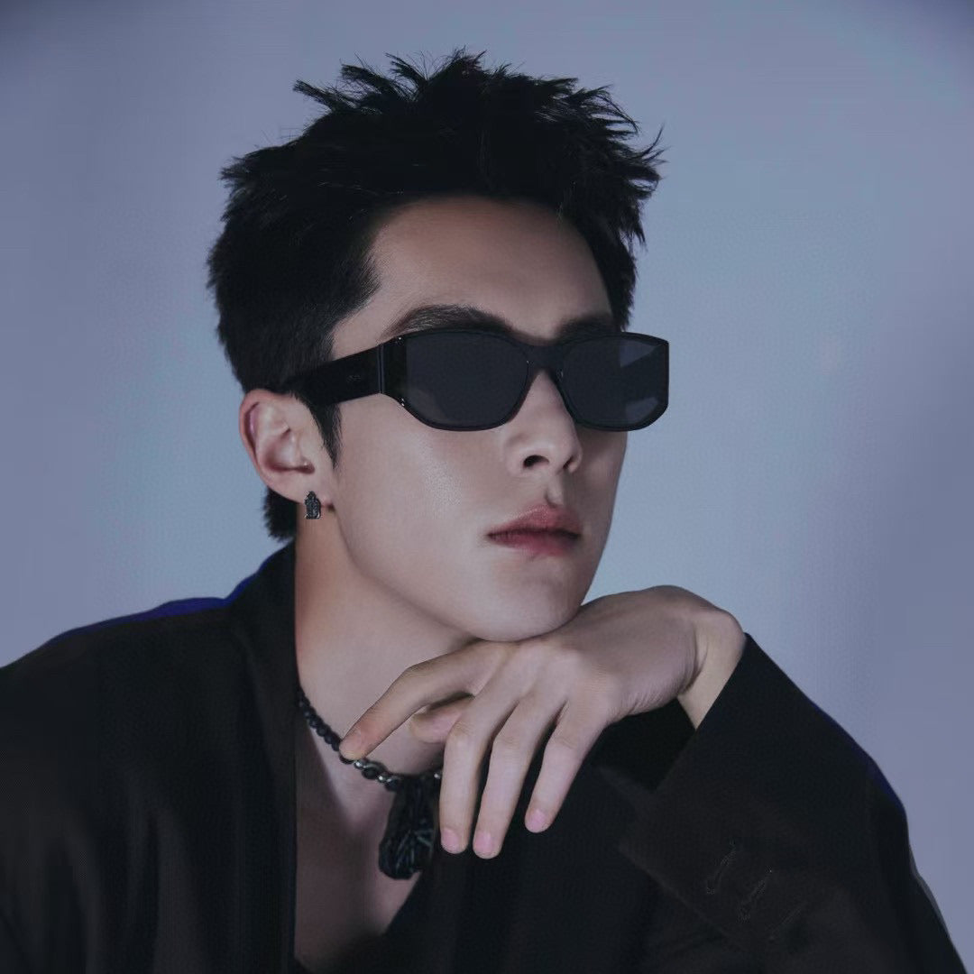 GEOMETRIC FRAME SUNGLASSES G0317 IN ACETATE - Dark grey