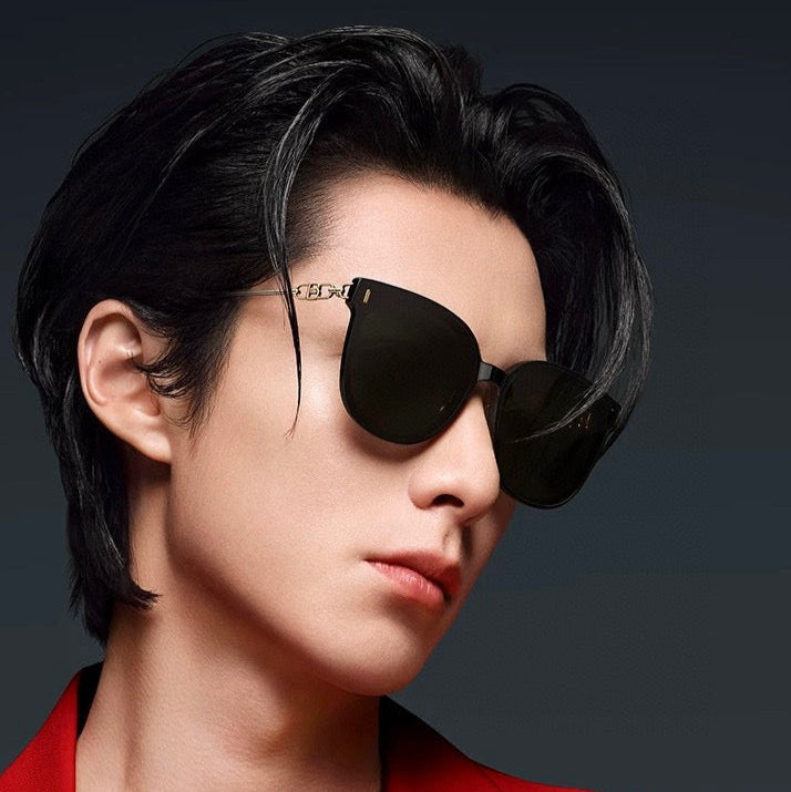 ROUND FRAME SUNGLASSES G9907 IN METAL AND ACETATE - Beige