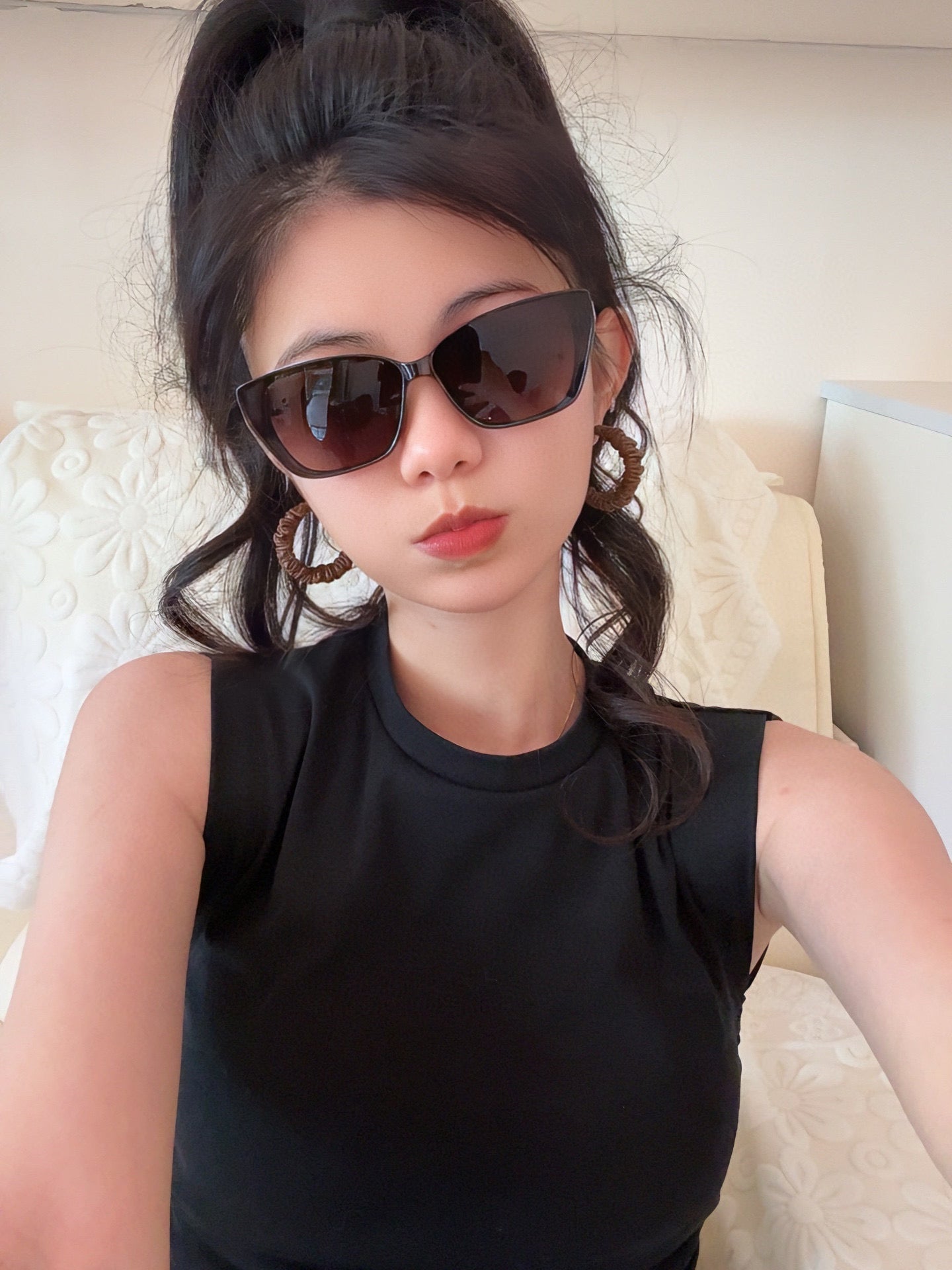 CAT EYE SUNGLASSES L0552 IN ACETATE - Black