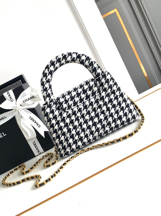 CC SMALL 20 KELLY SHOPPER ЧОРНИЙ МІКС БІЛИЙ ТВІД ФУРНІТУРА МАТОВЕ ЗОЛОТО