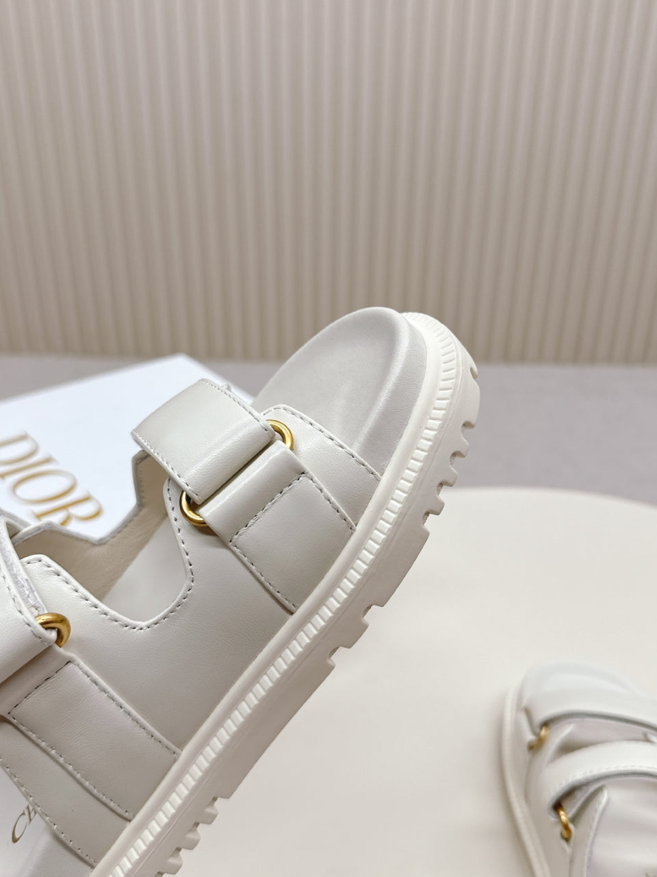DIOR CLASSIC DOUBLE-STRAP SLIDES 25S IN CREAM WHITE CALFSKIN - 35