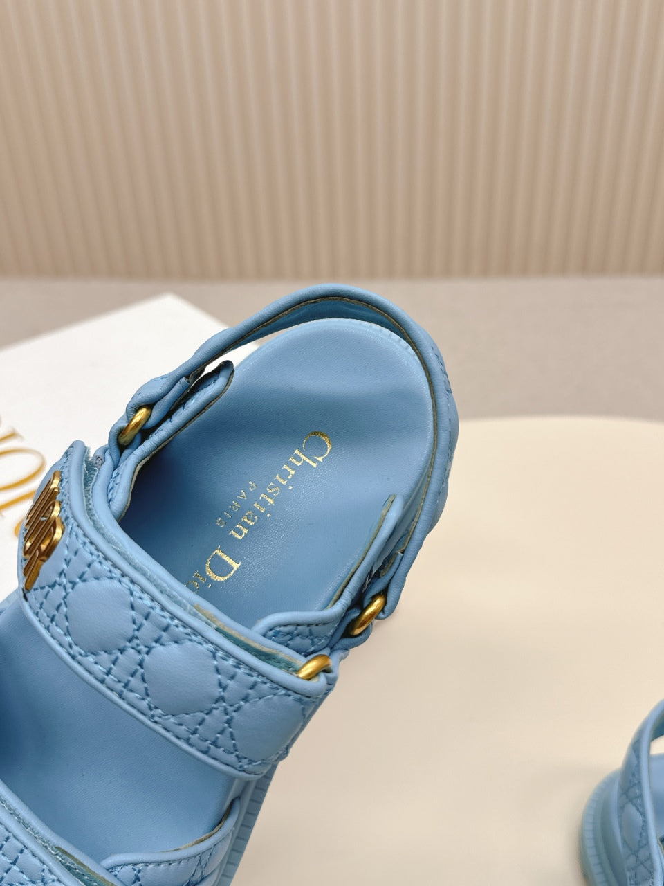 DIOR BACK-STRAP SANDALS 25S IN OCEAN BLUE CALFSKIN - 35