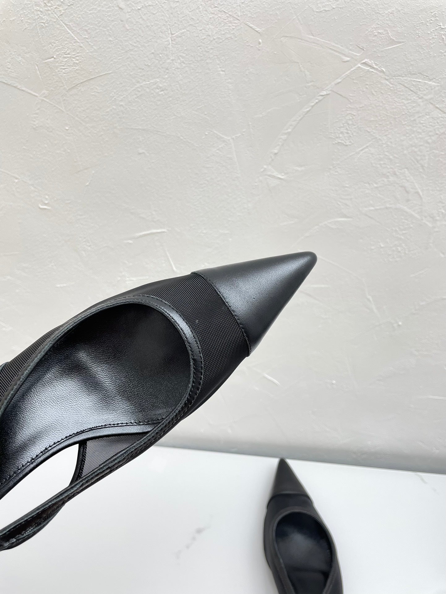 OXALIS SLINGBACK PUMPS 30 IN MESH BLACK LEATHER - 35