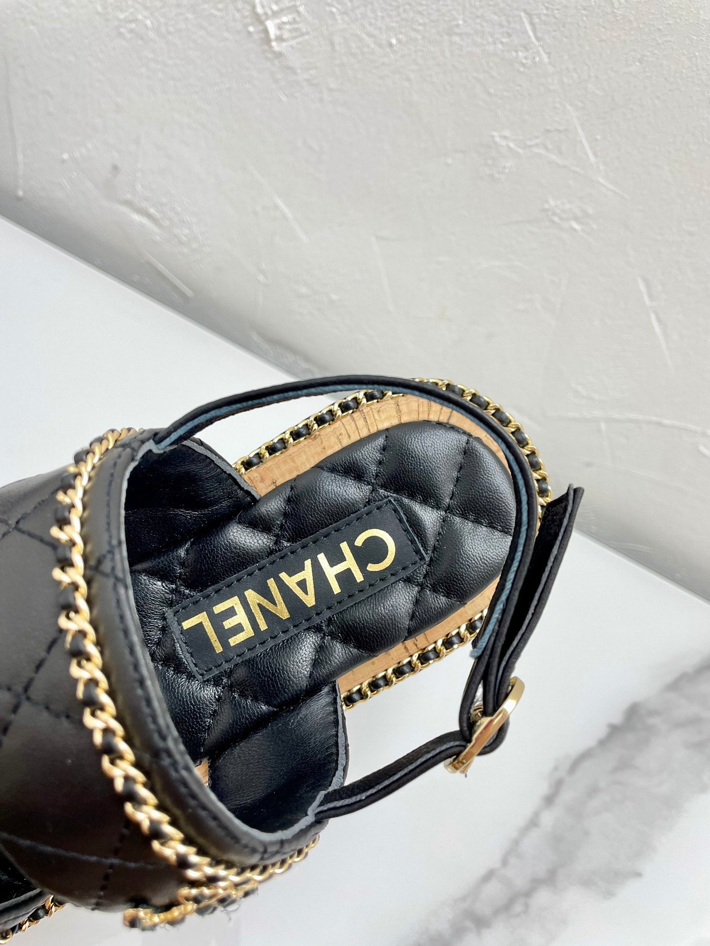 DOUBLE STRAPS SANDALS IN BLACK LAMBSKIN - 35