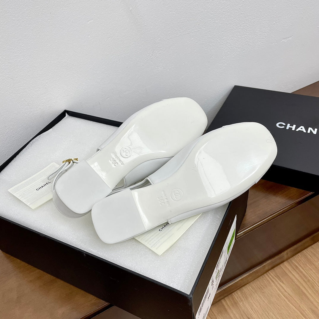 HIGH SLINGBACKS WHITE CALFSKIN - 35