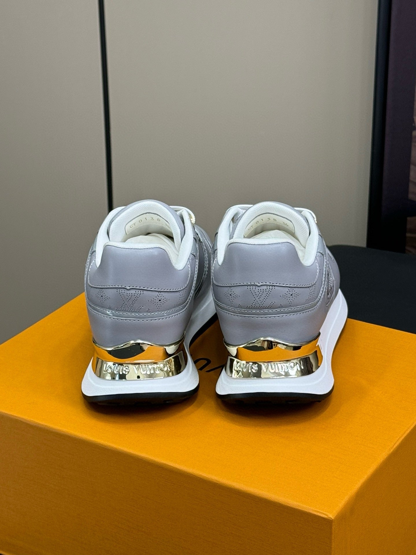 LV NEO RUN AWAY SNEAKER IN STEEL GRAY CALFSKIN - 34