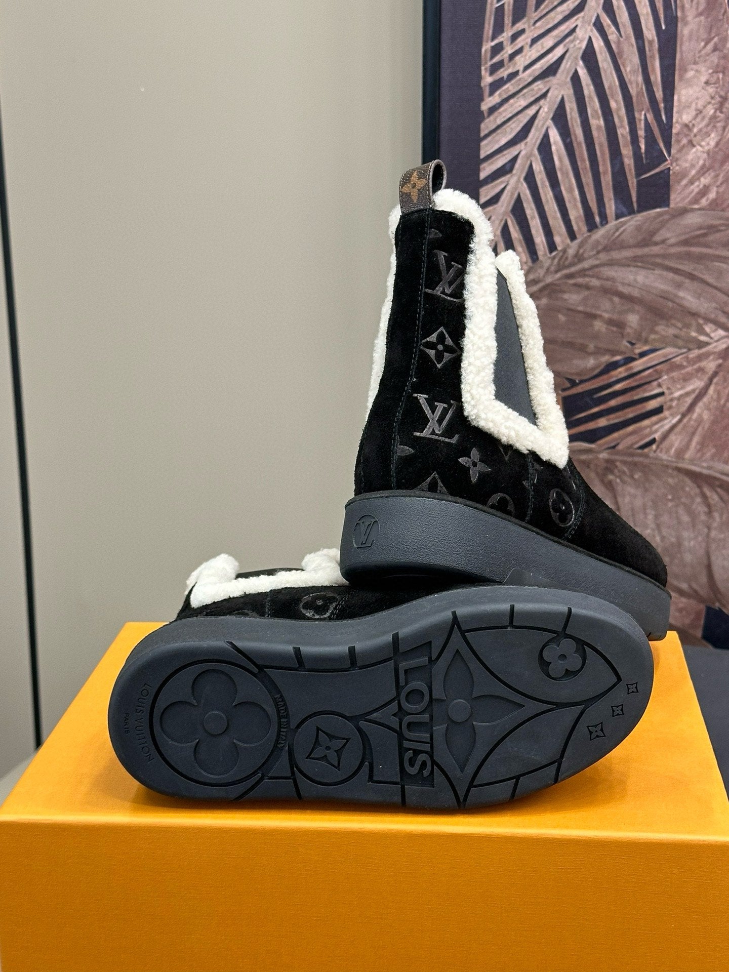 ASPEN CHELSEA ANKLE BOOTS IN BLACK MONOGRAM-DEBOSSED SUEDE - 34