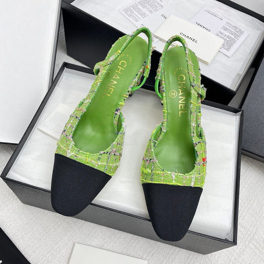 CC SLINGBACK 25S 65 MM З ТКАНЕВОГО МІКСУ ТВІДУ ЗЕЛЕНОГО КОЛЬОРУ - 35