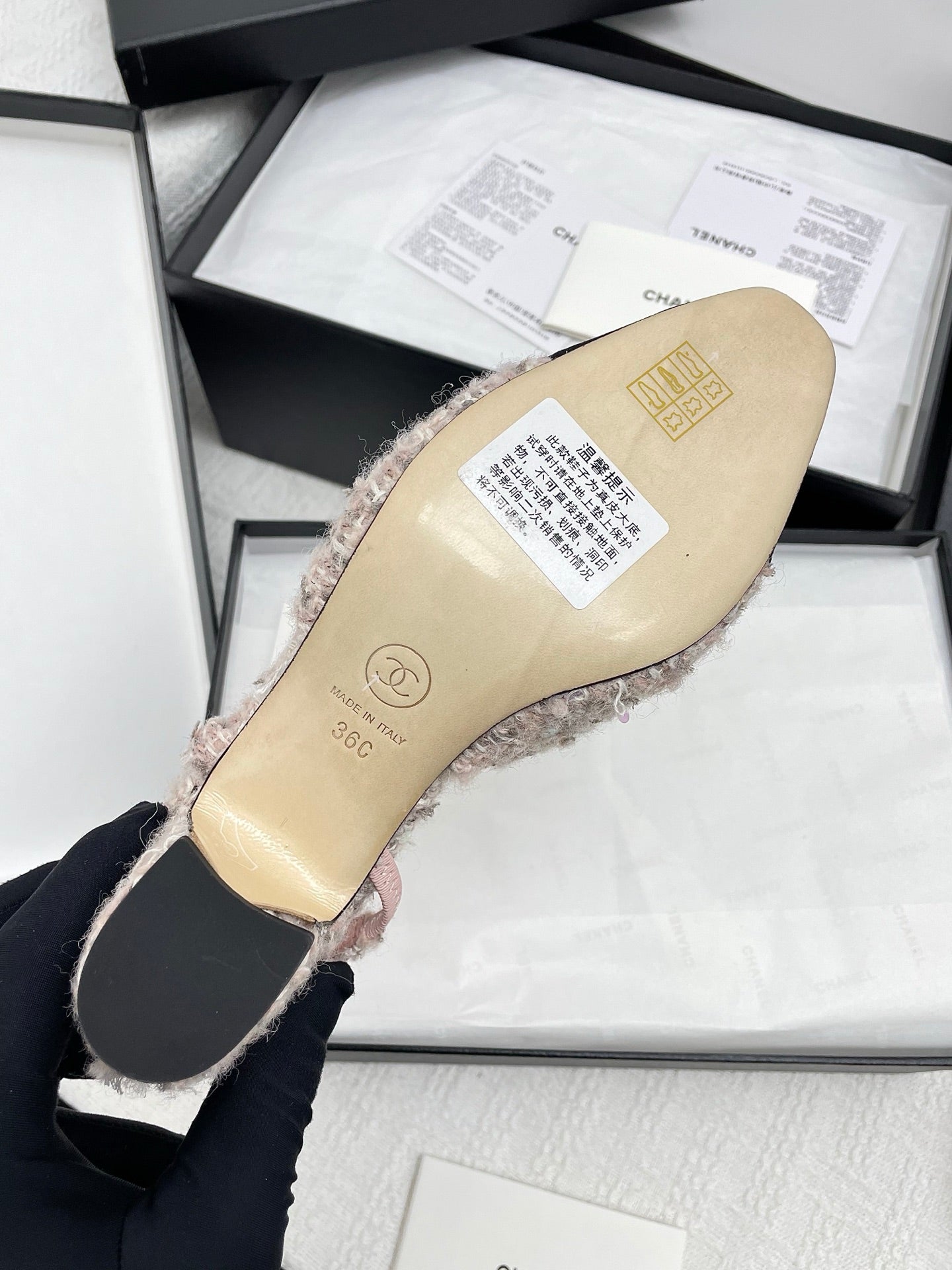 CC SLINGBACK 25S 65 MM IN LIGHT PINK TWEED - 35
