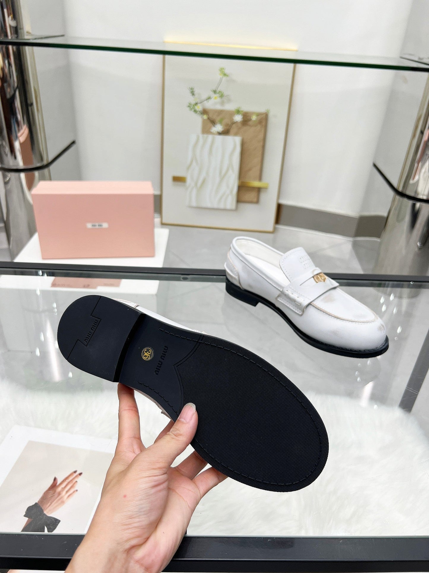 PENNY LOAFERS IN WHITE BLEACHED CALFSKIN - 35