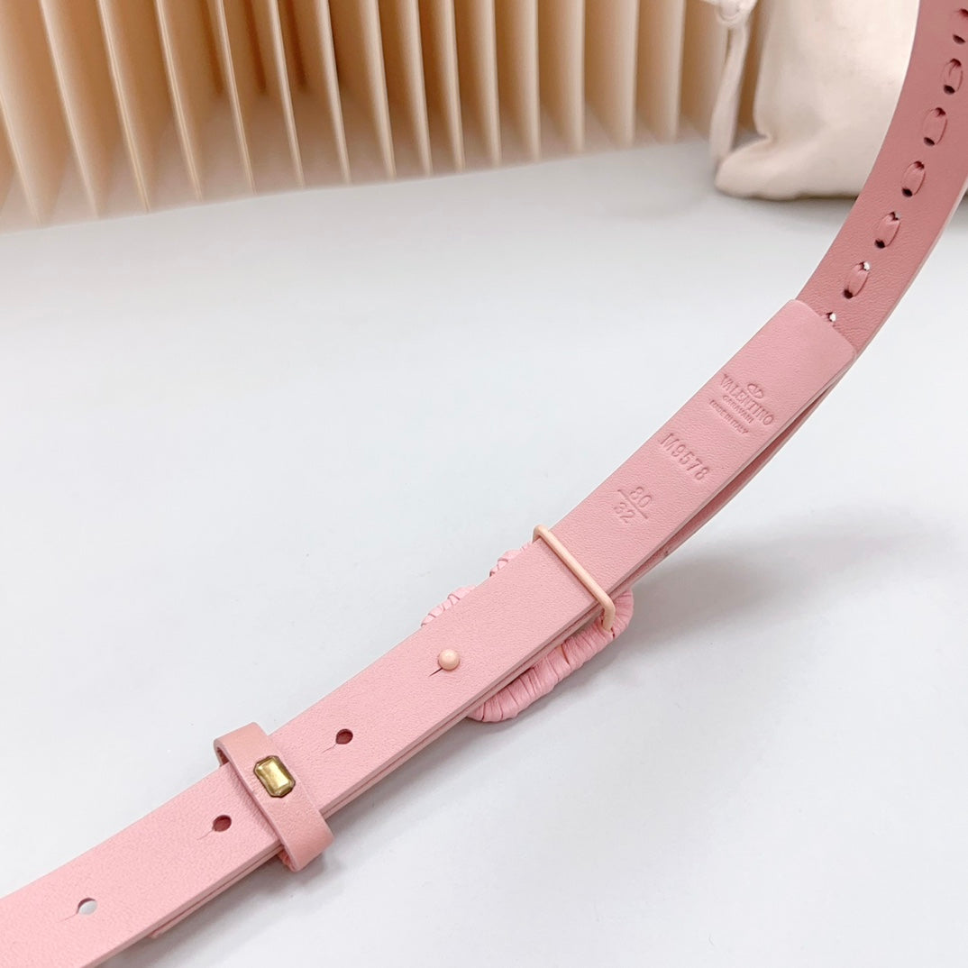 Vlogo Pink Leather Buckle 20mm Pink Belt - 30