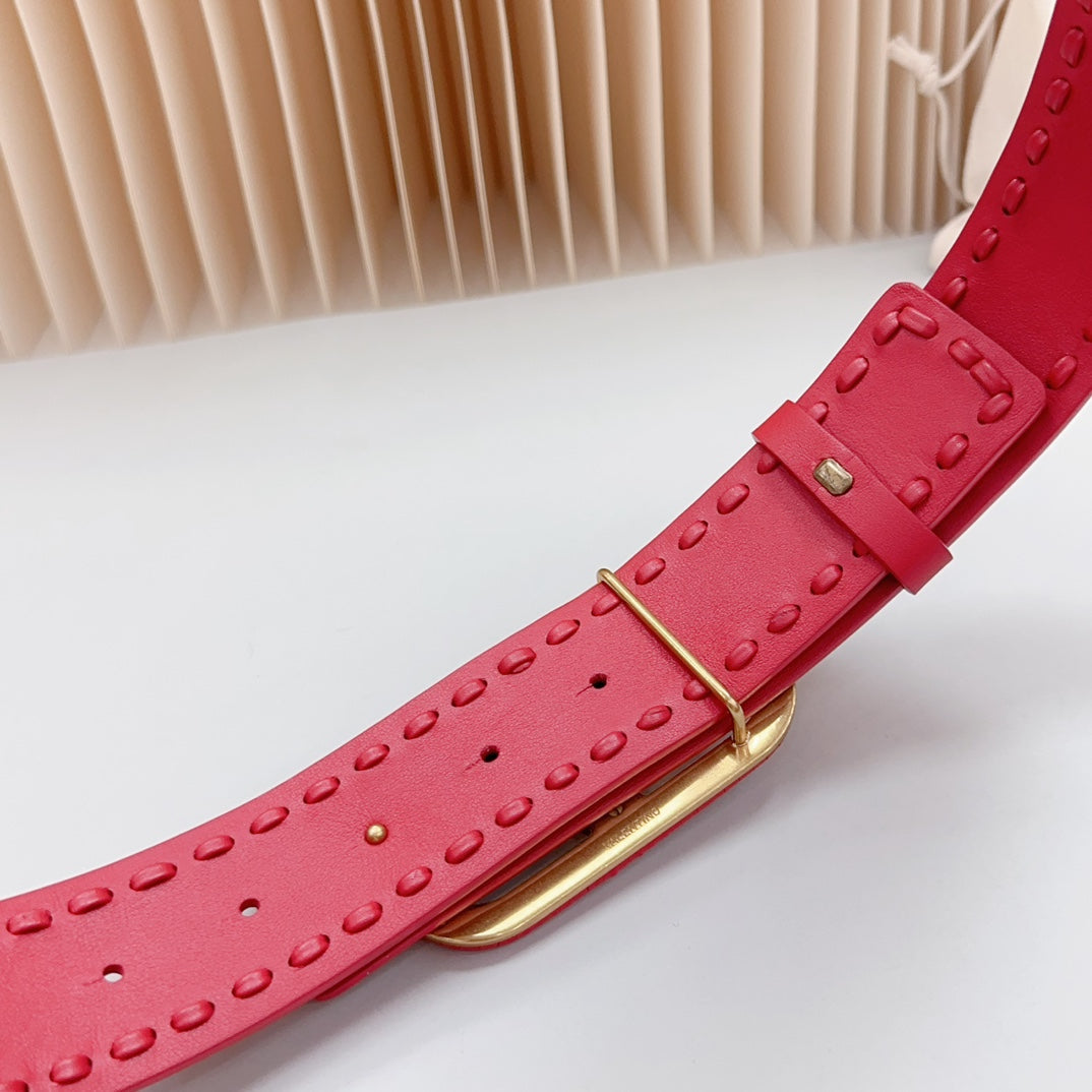 Vlogo Red Leather Buckle 40mm Red - 30